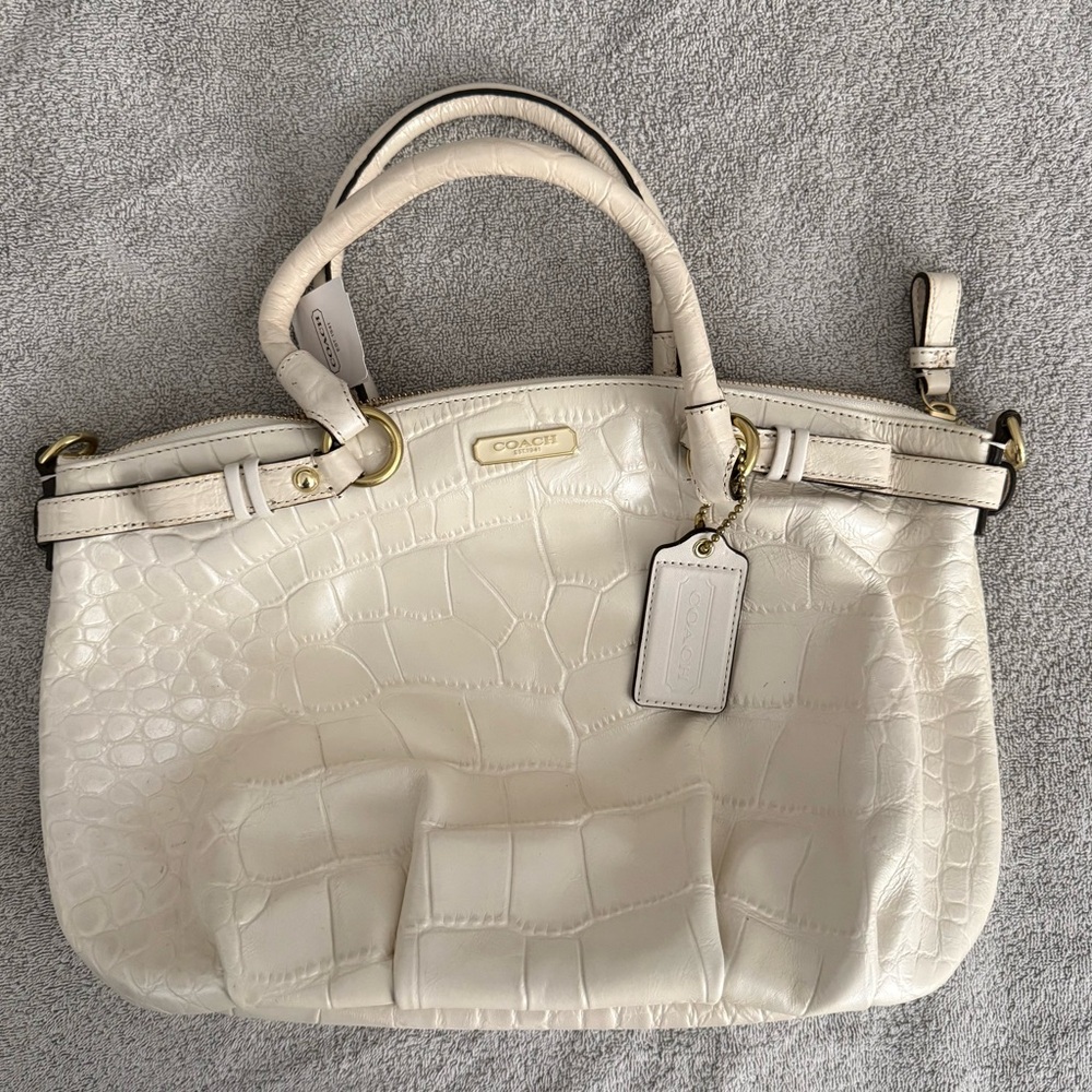 Coach Madison Sophia Croc-Embossed Leather Satchel with Gold Hardware